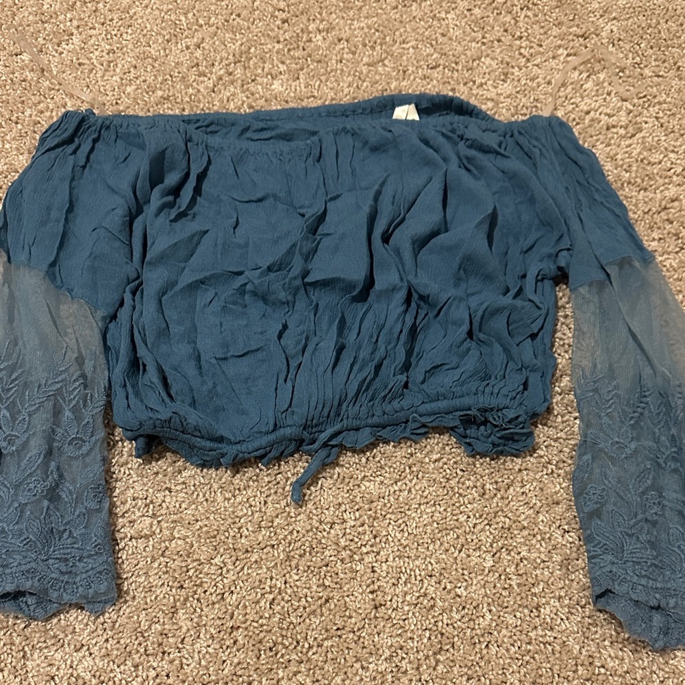 Elegant Blue Off-Shoulder Women's Top